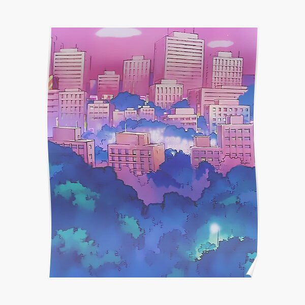 Sailor Moon Pink City Dream Landscape  Poster RB2008 product Offical Sailor Moon Merch