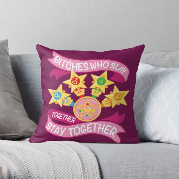 Slay Together, Stay Together - Sailor Scouts Throw Pillow RB2008 product Offical Sailor Moon Merch